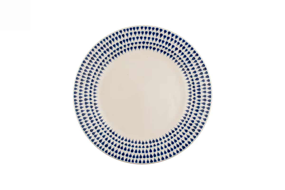Nkuku - Indigo Drop Side Plate - Cream & Indigo