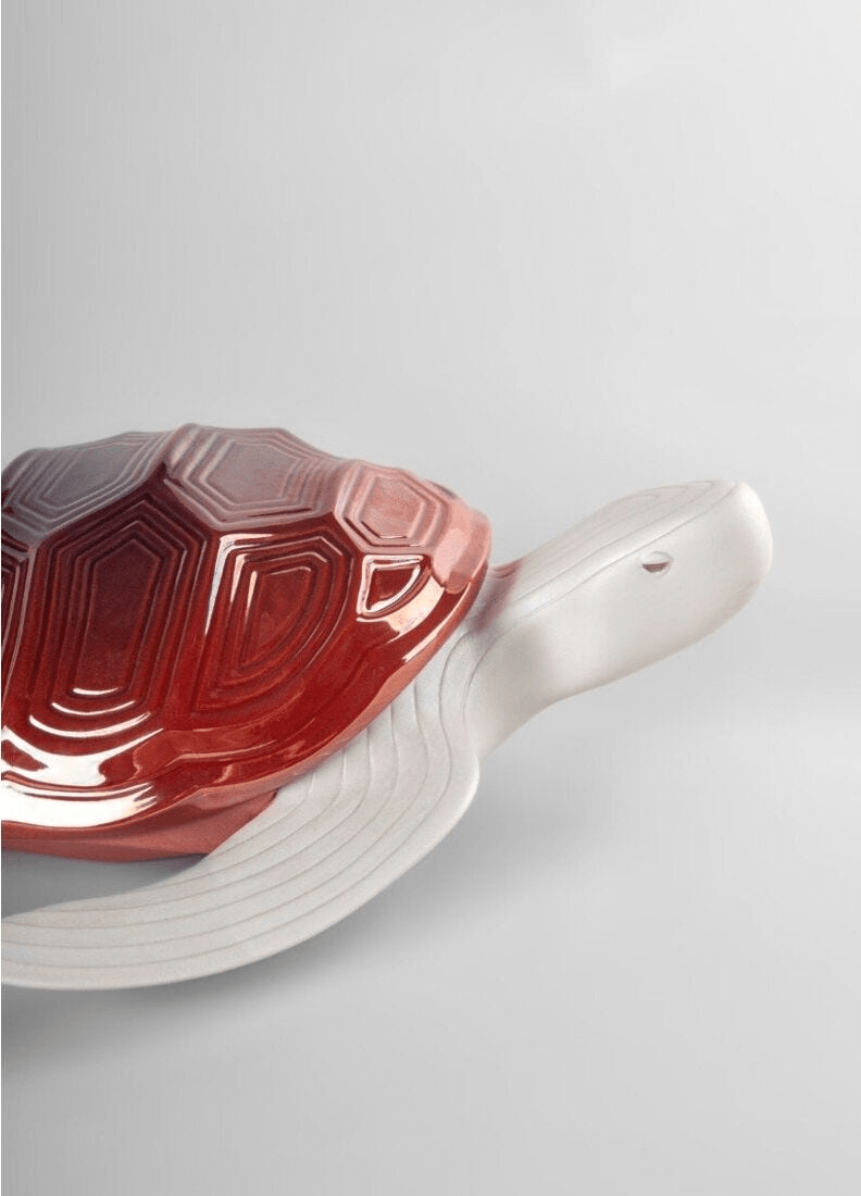 Lladró - Little Turtle Sculpture featuring geometric patterns and bold red decoration in porcelain.