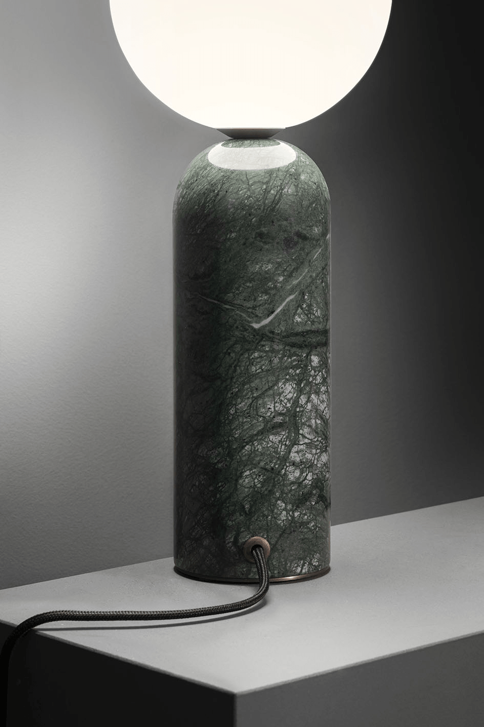 Contardi Emma Table Lamp - Green Guatemala Marble Frame - Opal White Global 160mm Diffuser
