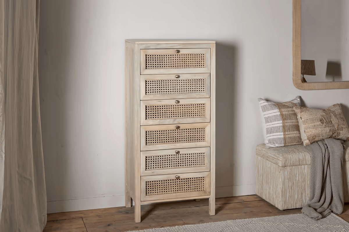 Nkuku - Kanz Mango Wood Tall Boy Chest of Drawers - Natural