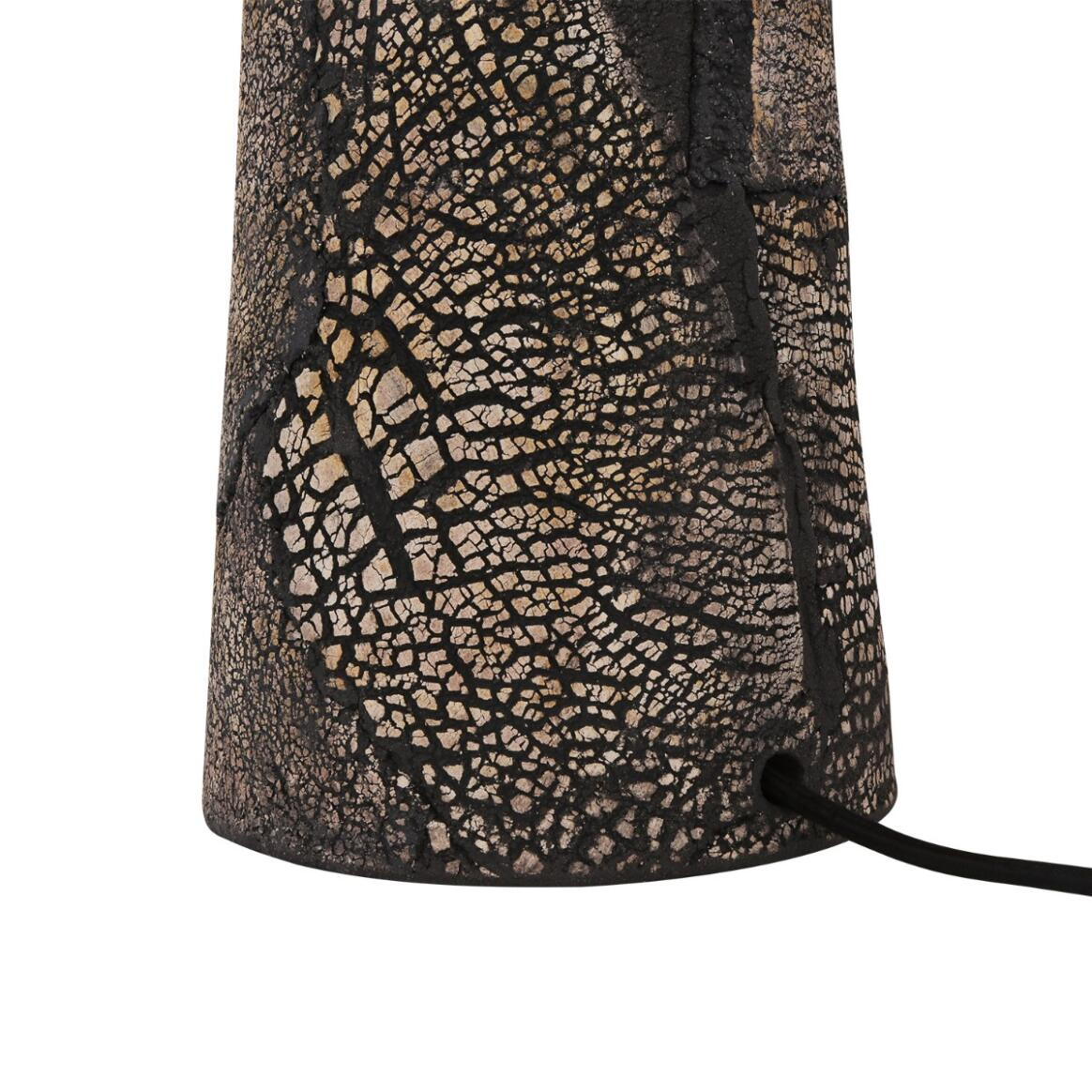 Mullan Cassia Tall Ceramic Table Lamp With Satin Brass Shade - Black Clay