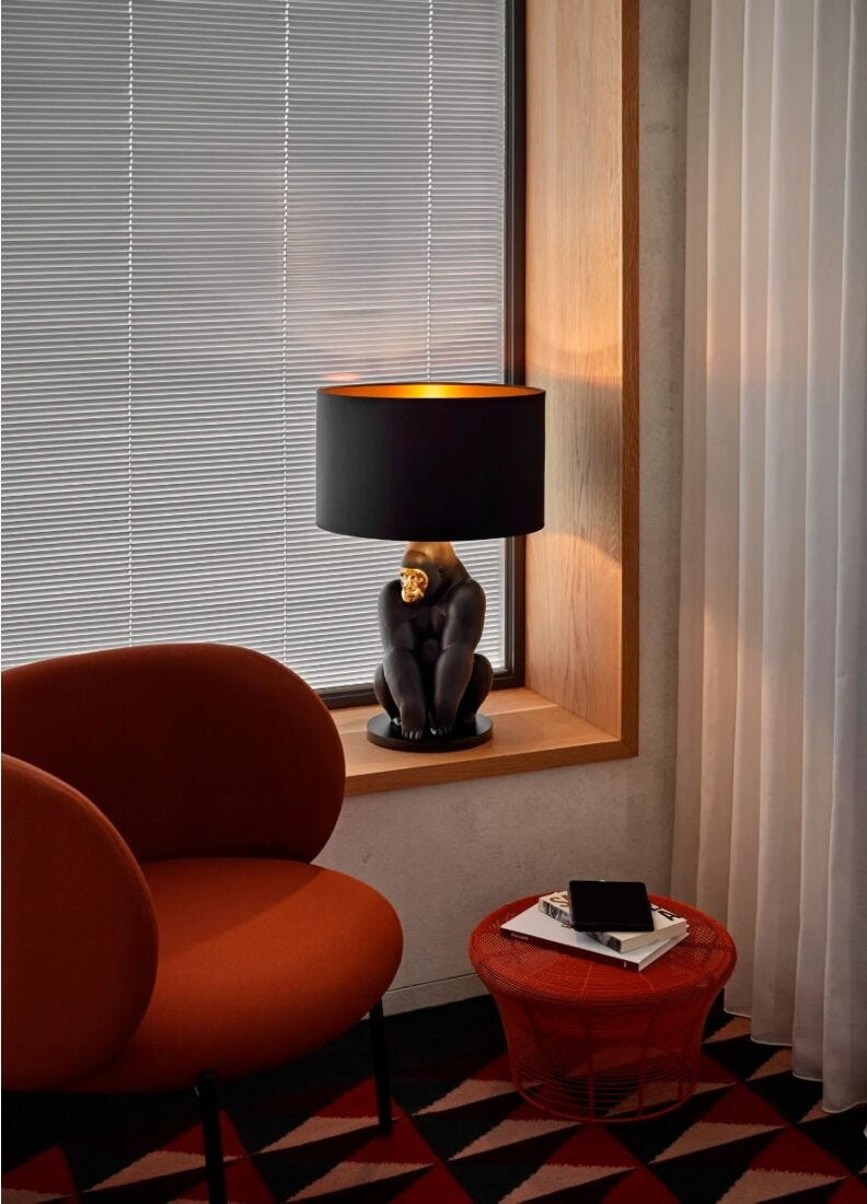 Lladró - Gorilla lamp - Black-gold