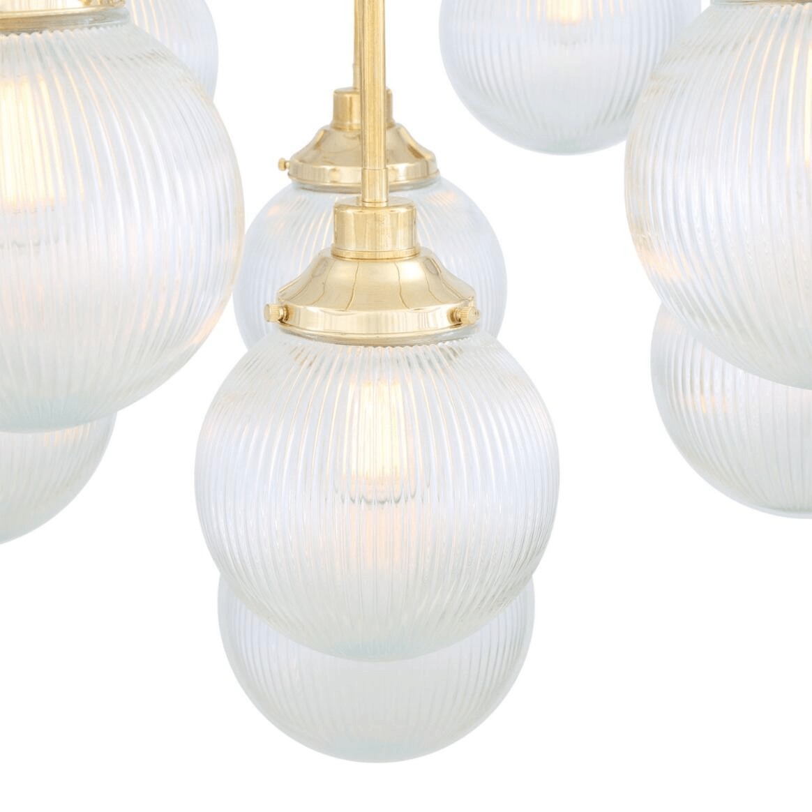Mullan Genoa 21 Light Prismatic Glass Chandelier 158cm IP20 - Polished Brass Finish