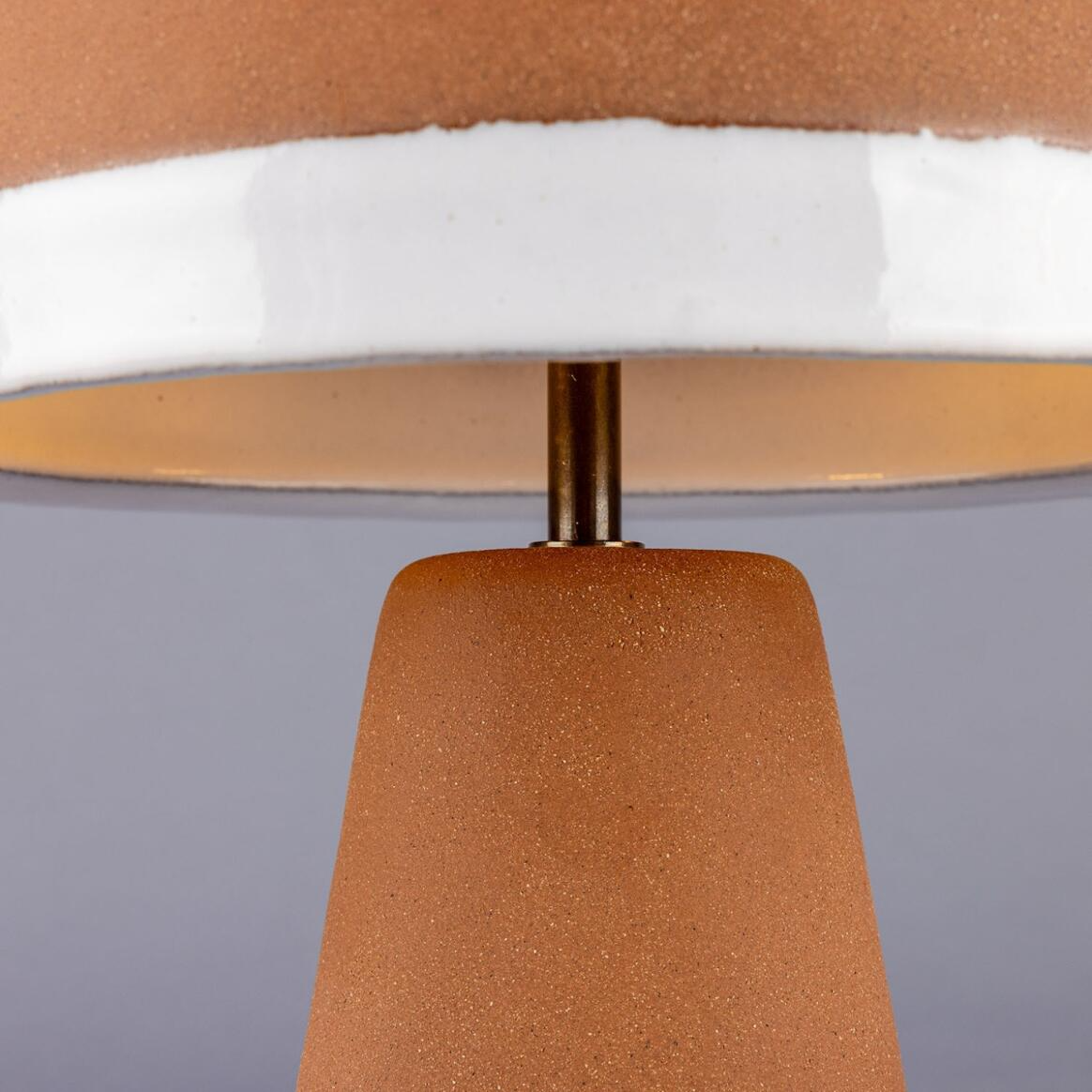 Mullan Seville Ceramic Mid-Century Modern Table Lamp Terracotta And White Glaze - Antique Brass Finish