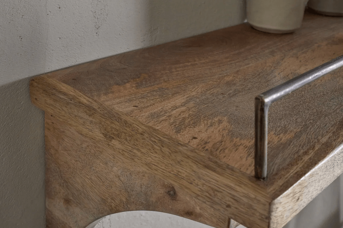 Nkuku - Meera Mango Wood & Iron Gallery Shelf - Natural - Small