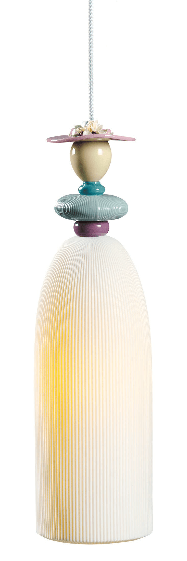 Lladró - Mademoiselle Pendant Light - Celia featuring colored porcelain design and elegant shape.