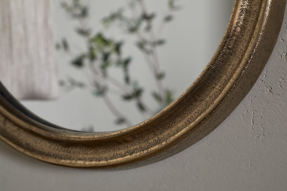 Nkuku - Mbwa Oval Mirror - Antique Brass