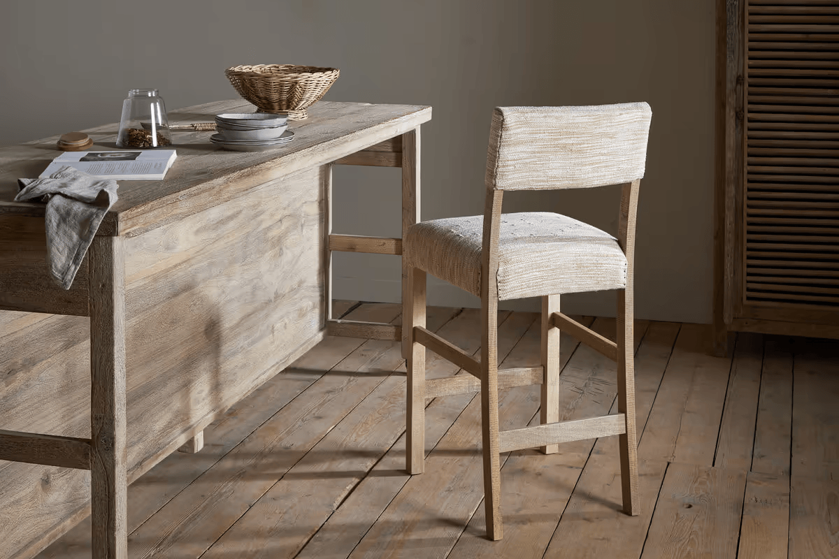 Nkuku - Zoha Cotton & Jute Upholstered Counter Chair - Natural