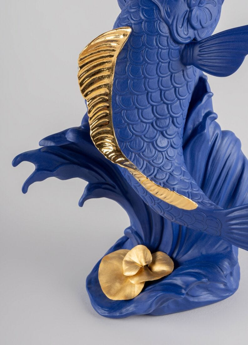 Lladró - Koi Sculpture - Blue-Gold - Limited Edition