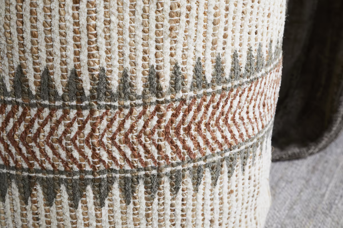 Nkuku - Zairya Jute & Cotton Tall Pouf - Natural & Rust