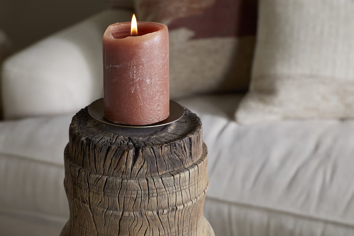 Nkuku - Mvua Reclaimed Wood Pillar Candle Holder - Natural