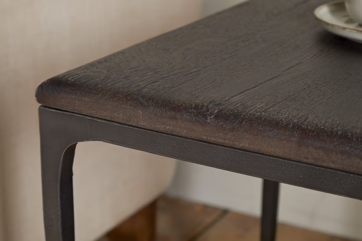 Nkuku - Sita Reclaimed Wood & Iron Side Table - Chocolate Brown