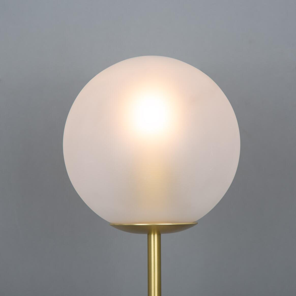 Mullan Zapp Marbled Ceramic Glass Ball Table Lamp - Satin Brass Finish
