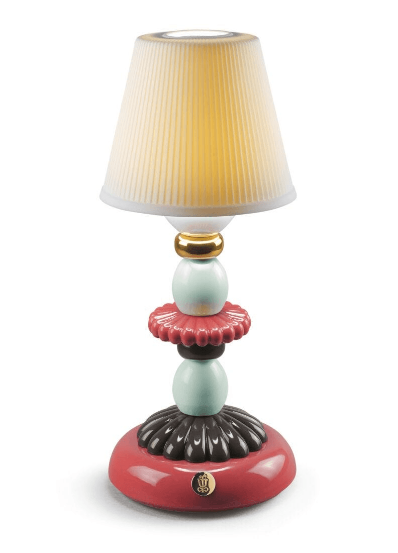 Lladró - Cactus Firefly Table Lamp - Red and Gold with vibrant porcelain design and elegant shade.