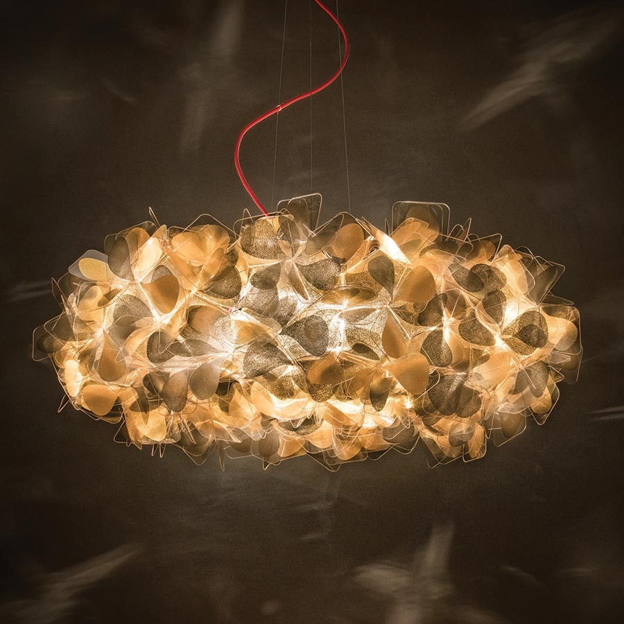 Slamp - Clizia Suspension 130 Lamp - Mama Non Mama Gold - Red Wire