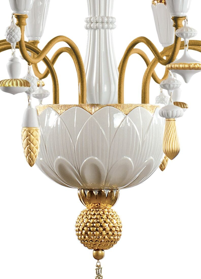 Lladró - Ivy and Seed 8 Lights Chandelier - Golden luster
