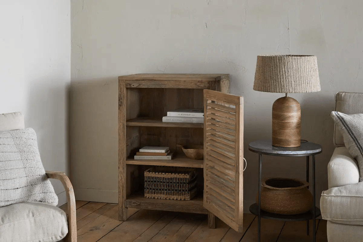 Nkuku - Ibo Reclaimed Wood Slatted Low Cabinet - Natural