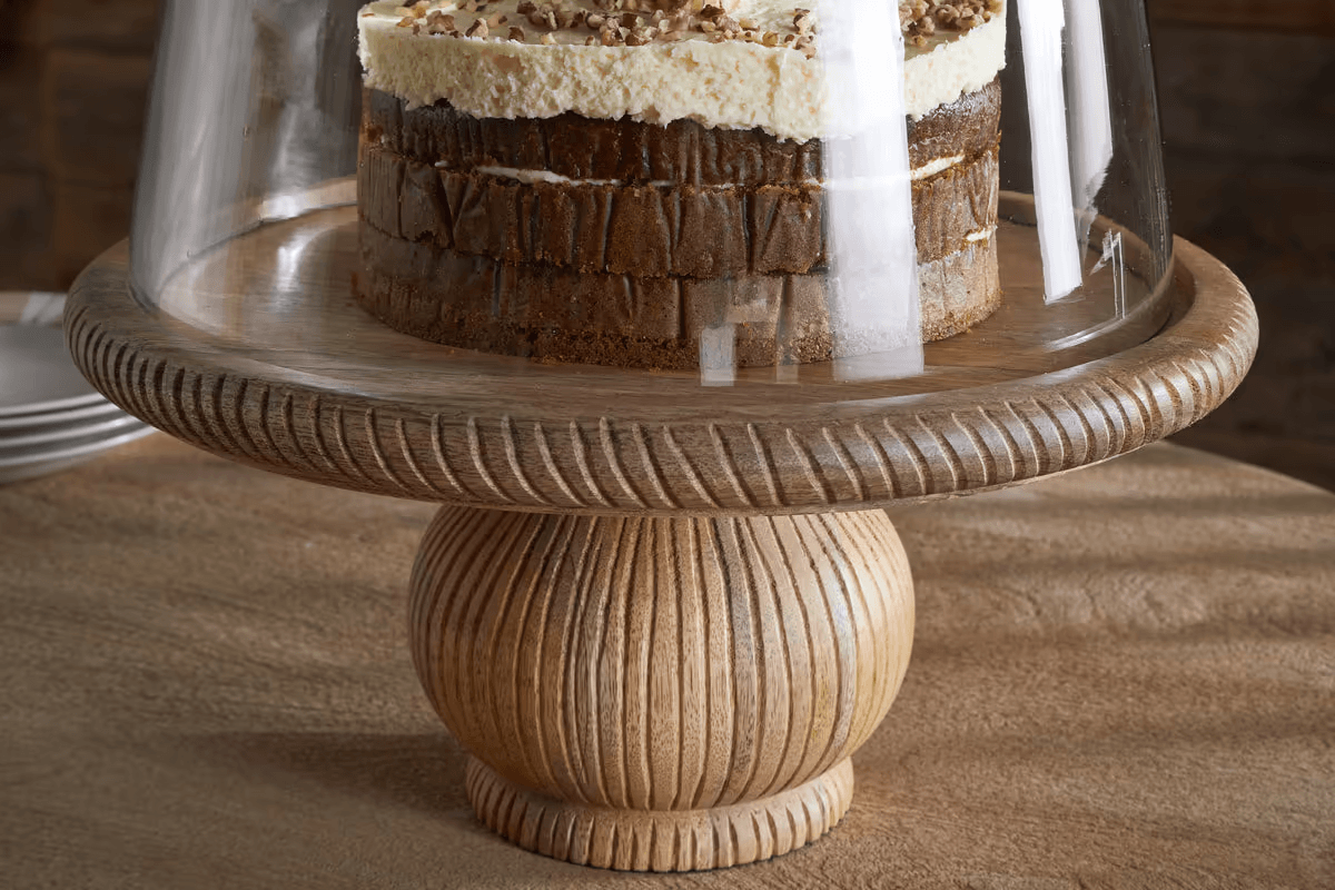 Nkuku - Vivan Glass Cake Stand & Dome - Natural