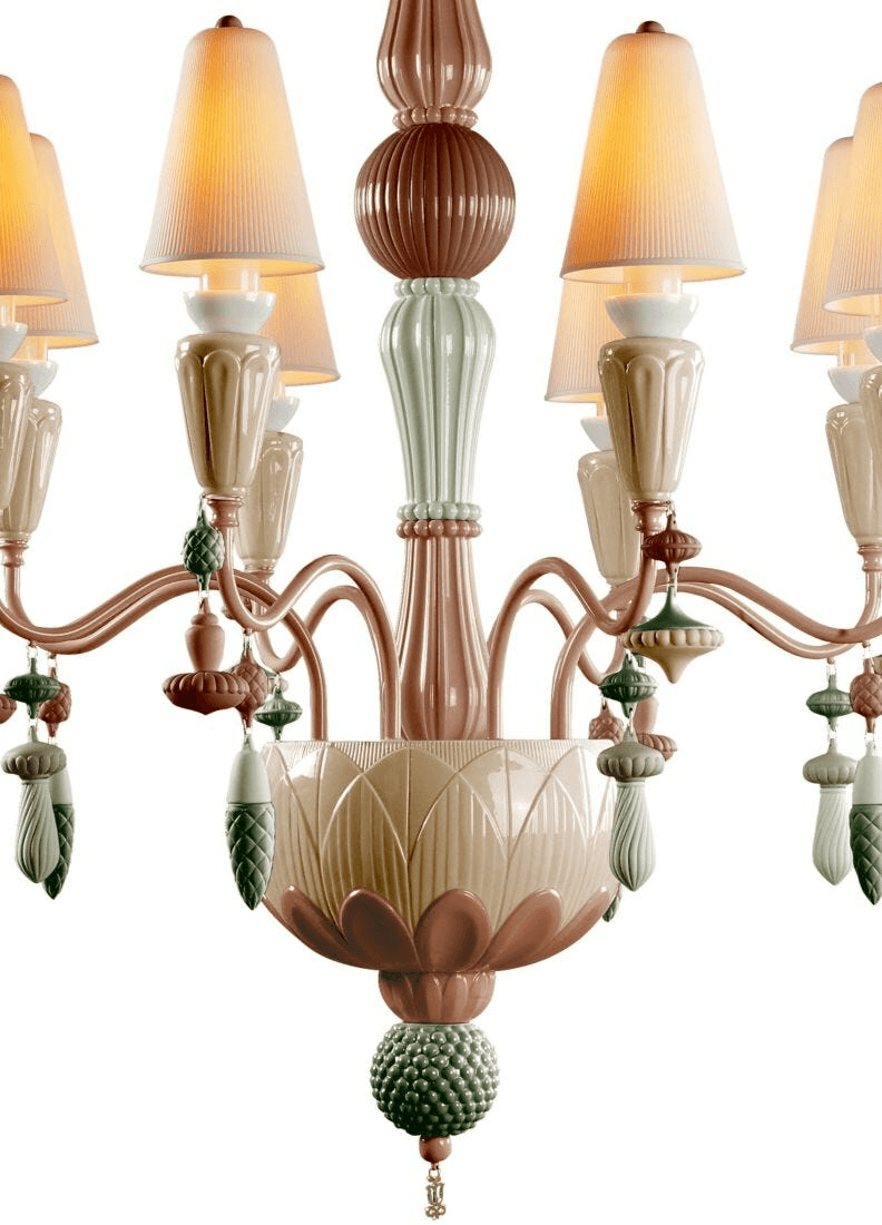 Lladró - Ivy and Seed 8 Lights Chandelier - Spices showcasing elegant porcelain design with floral motifs.