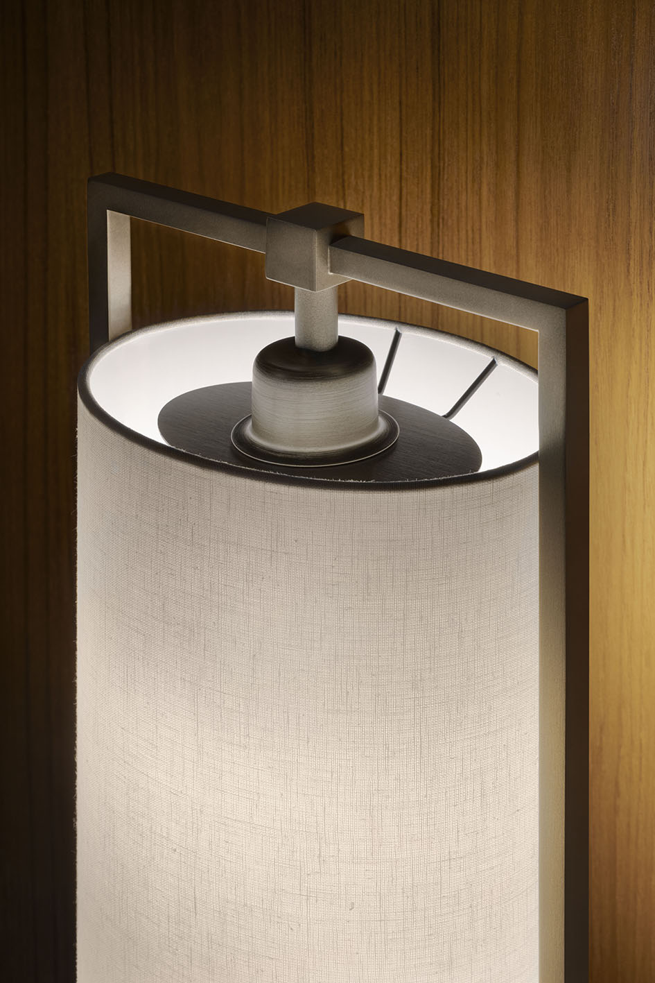 Contardi Athena Table Lamp - Brushed Bronze Nickel Frame - White Linen Shade
