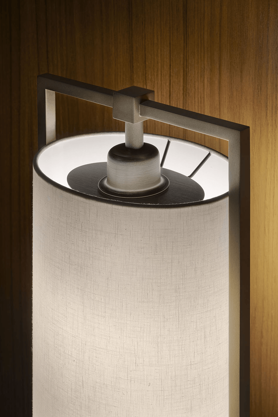 Contardi Athena Table Lamp - Brushed Bronze Nickel Frame - White Linen Shade