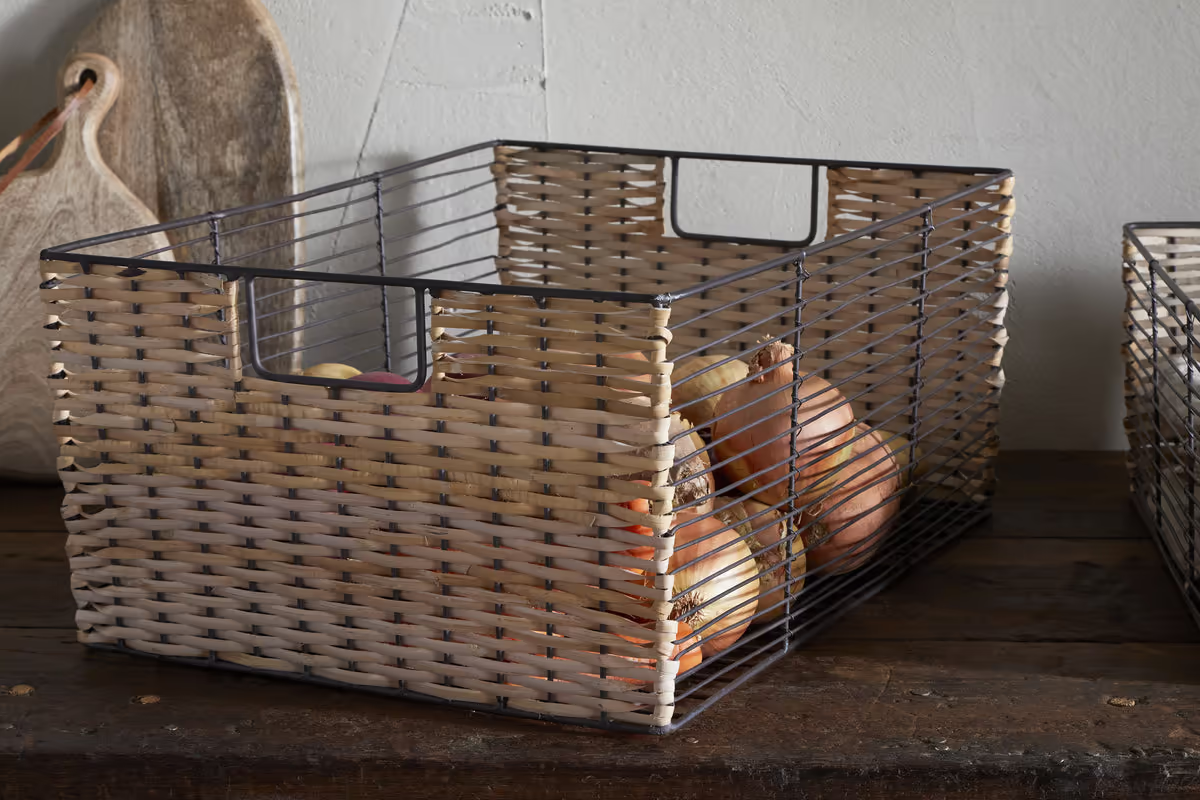 Nkuku - Montali Iron & Rattan Storage Baskets - Natural