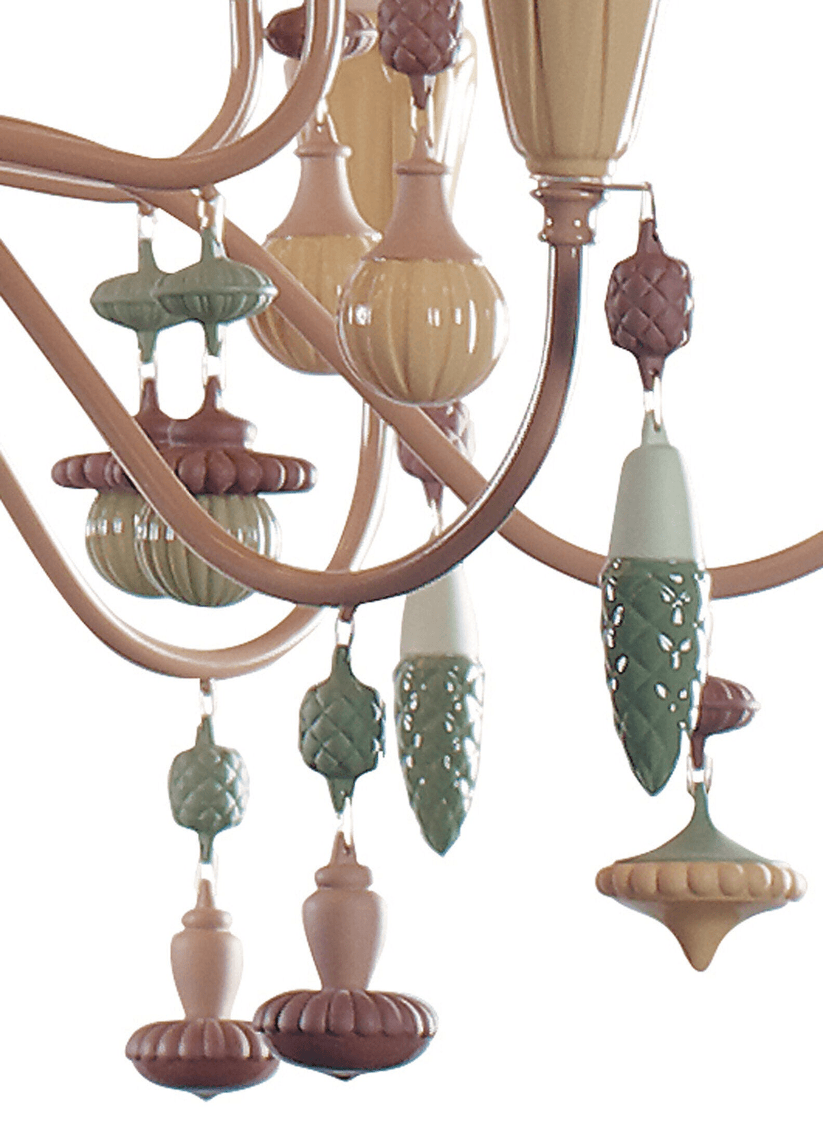Lladró - Ivy and Seed 20 Lights Chandelier - Spices in pastel porcelain showcasing elegant plant motifs.