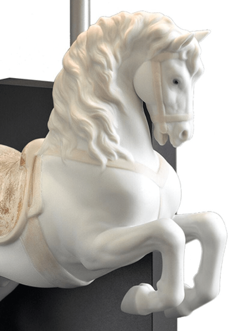 Lladró - Horse on Courbette Table Lamp sculptural design featuring a white porcelain horse.