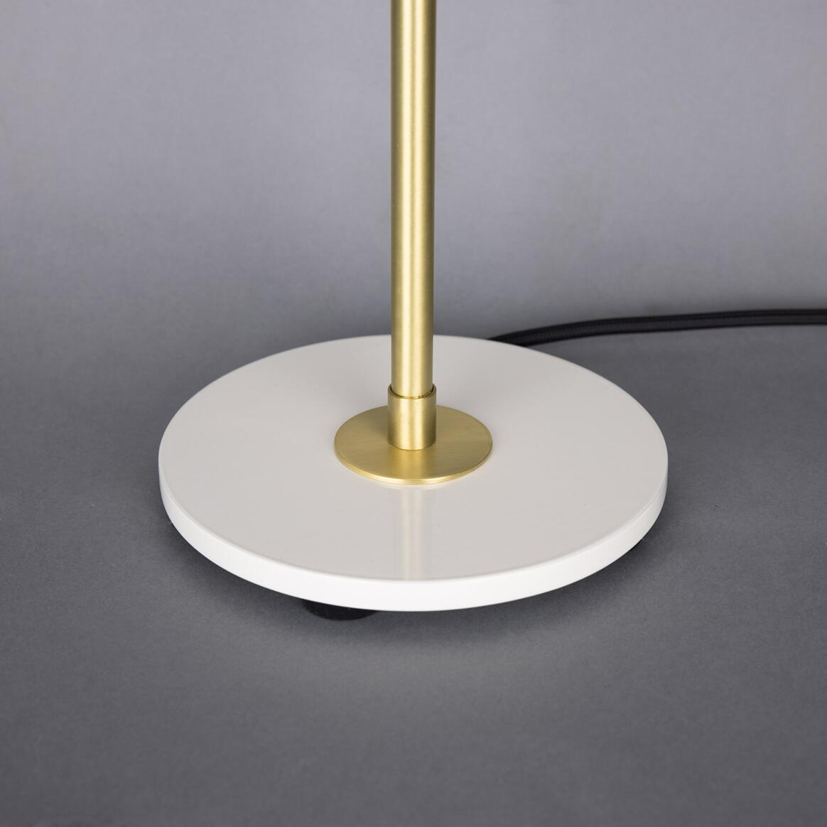 Mullan Astoria Reeded Glass and Brass Table Lamp - Satin Brass Finish - Powder Coated White Base