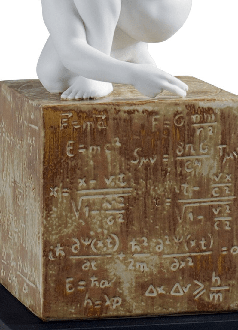 Lladró - Scientia Table Lamp base featuring engraved physics and mathematics formulas on a porcelain block.