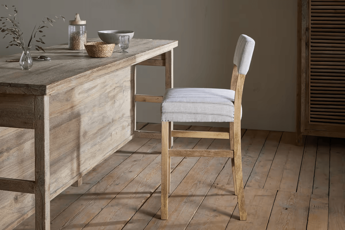 Nkuku - Nidhi Linen Upholstered Counter Chair - Natural