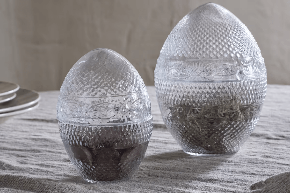 Nkuku - Essan Recycled Glass Opening Egg - Clear - Small