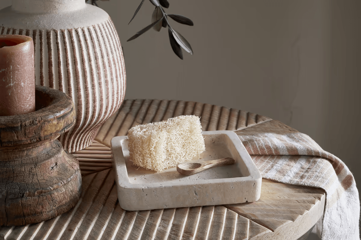 Nkuku - Ganda Travertine Vanity Tray - Cream - Small