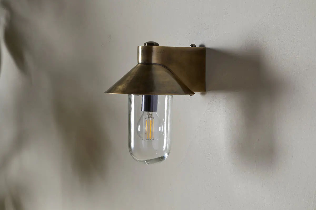 Nkuku - Singa Outdoor Wall Lamp - Antique Brass