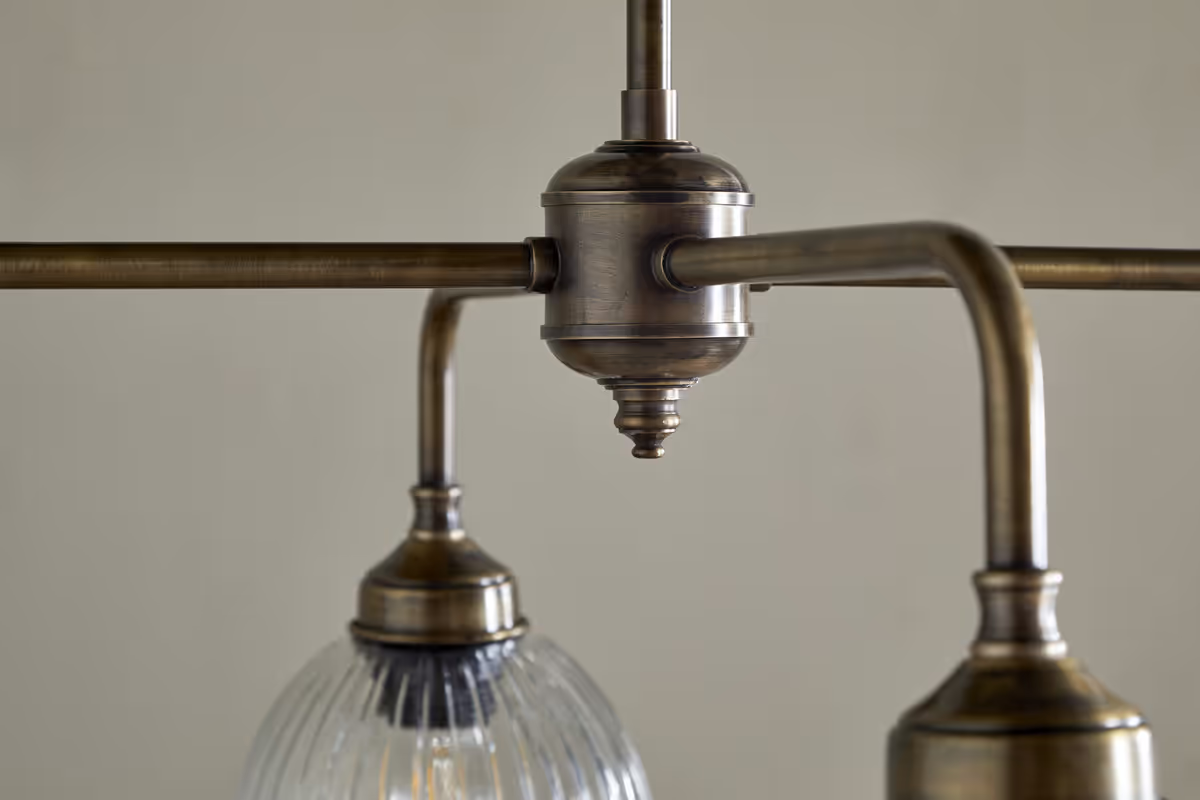 Nkuku - Kakira Chandelier Pendant - Antique Brass & Clear