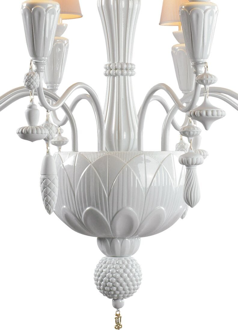 Lladró - Ivy and Seed 8 Lights Chandelier - White