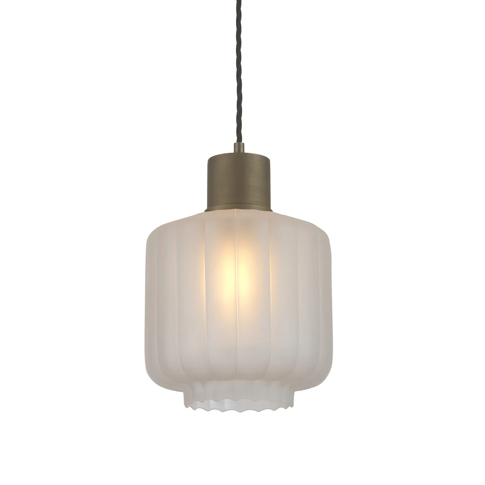 Northern Light - Warner Pendant Ceiling Lights - Frosted Reeded Brass Medium Finish - Frosted Reeded Glass Shade