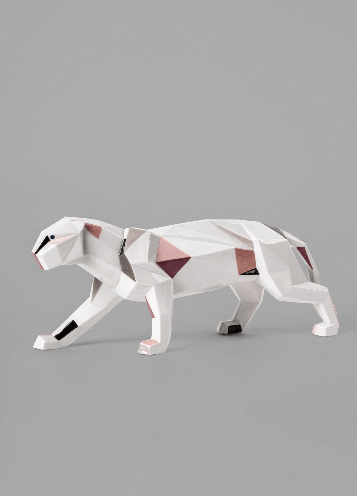 Lladró - Panther Sculpture in glossy porcelain with geometric shapes and imaginative color accents
