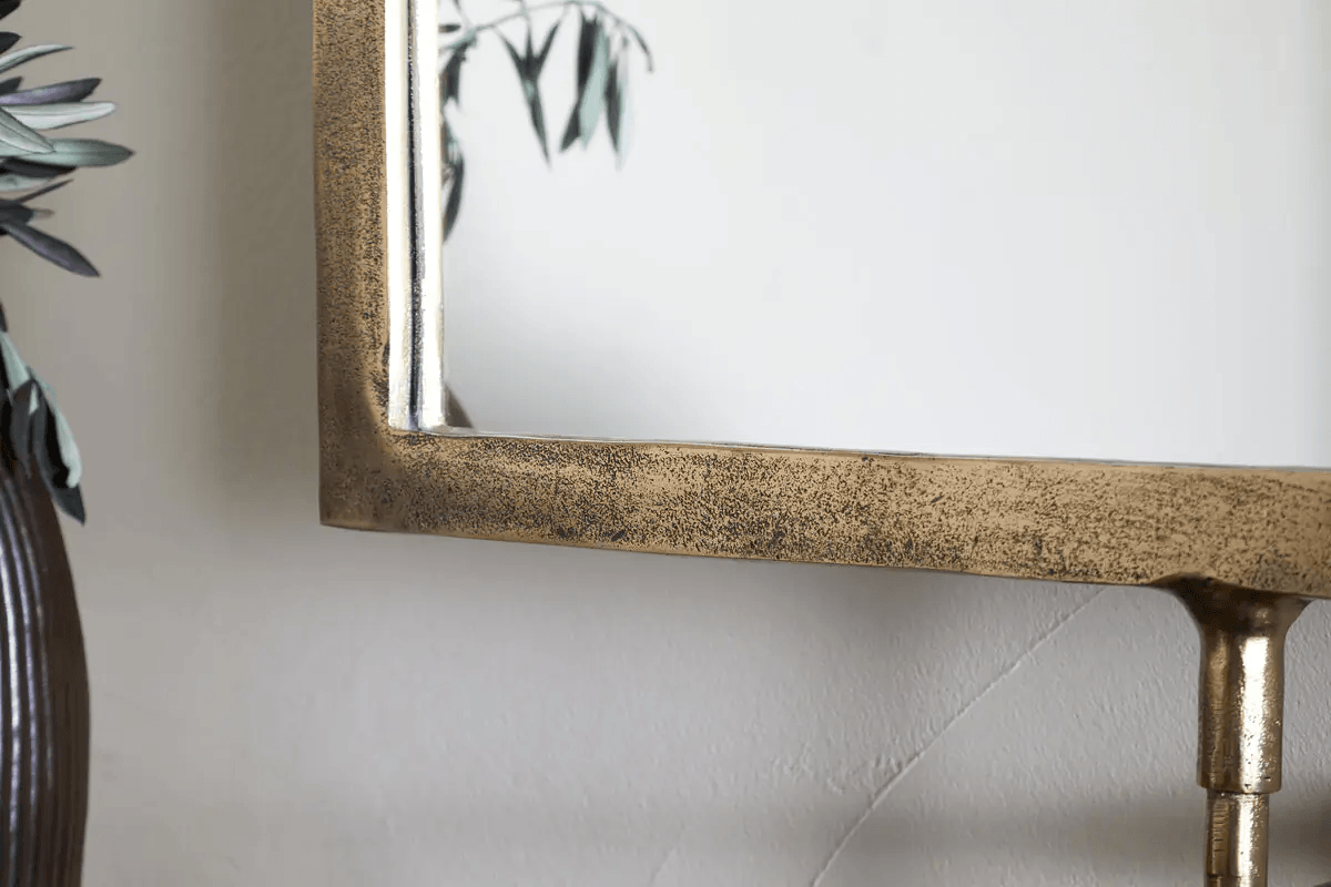 Nkuku - Visala Square Swivel Wall Mirror - Antique Brass