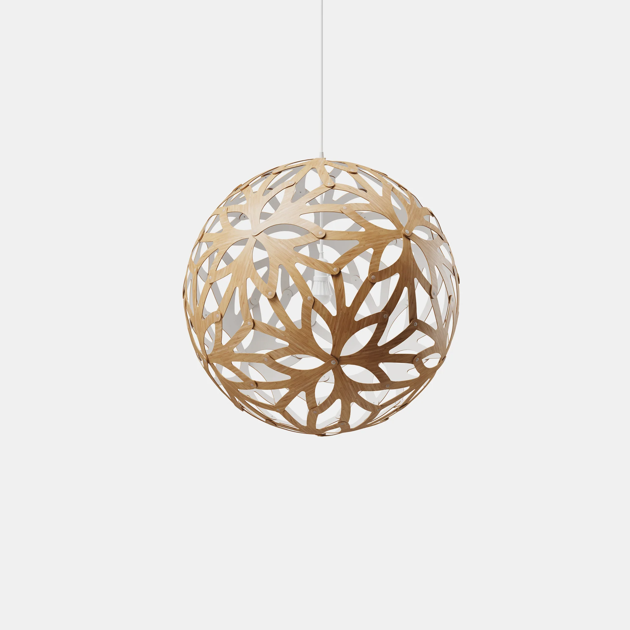 David Trubridge Floral Pendant Light - 400mm (16") - White 1 Side