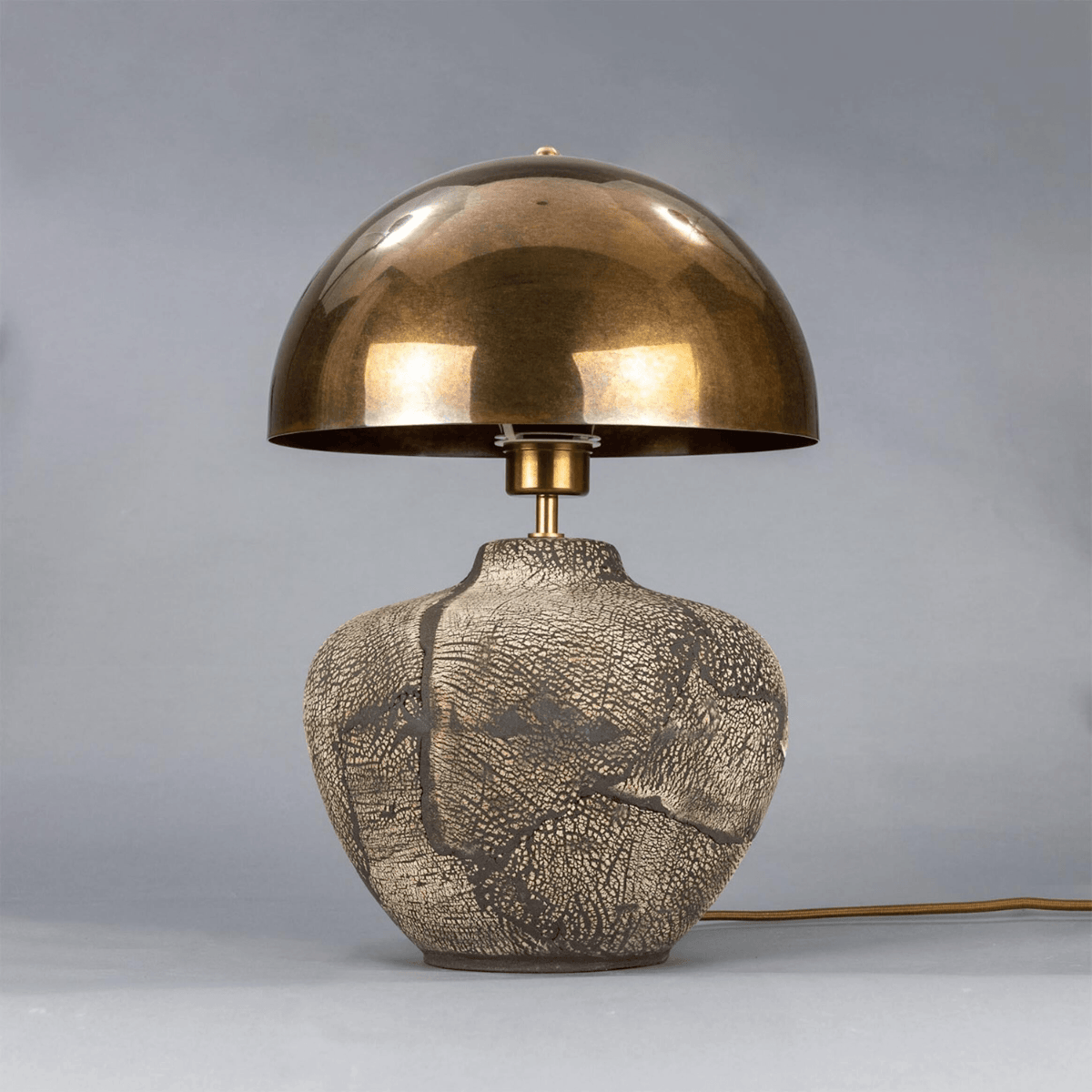 Mullan Lawson Ceramic Table Lamp With Antique Brass Shade - Black Clay