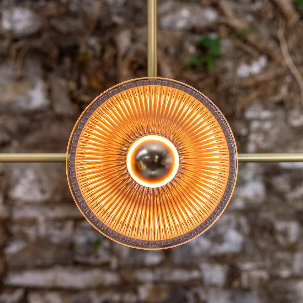 Mullan Eclipse Brass and Prismatic Glass Dish Chandelier - Satin Brass Finish