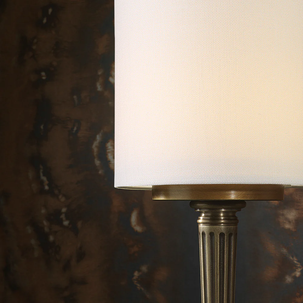 Northern Light - Chelton Rechargeable Table Lamp - Old English Brass Light Finish - 7" Rolled Edge Drum Snowdrift Shade
