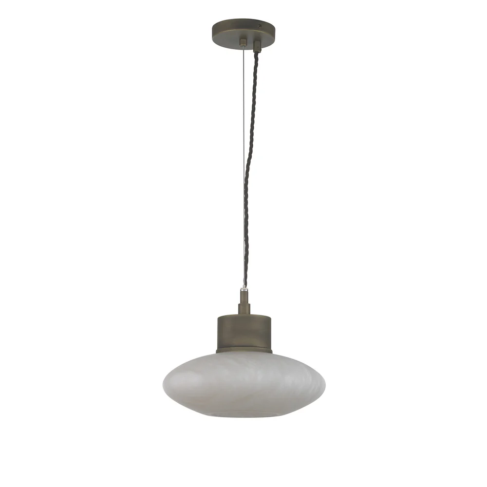 Northern Light - Deimos Pendant Medium Ceiling Lights - Brass Light Finish - White Alabaster Shade