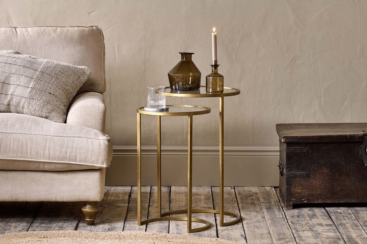 Nkuku - Nakuru Iron & Glass Drinks Table - Brass