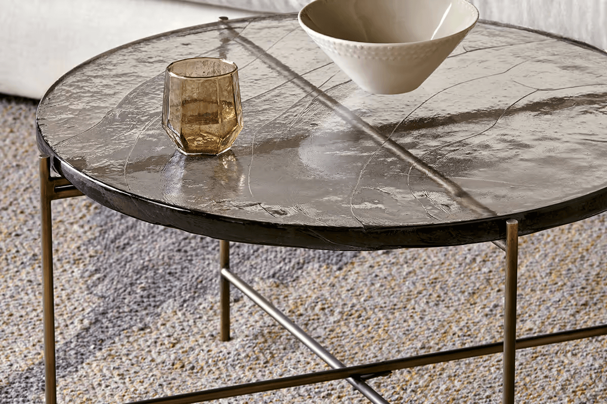 Nkuku - Aluva Glass Coffee Table - Clear & Antique Brass