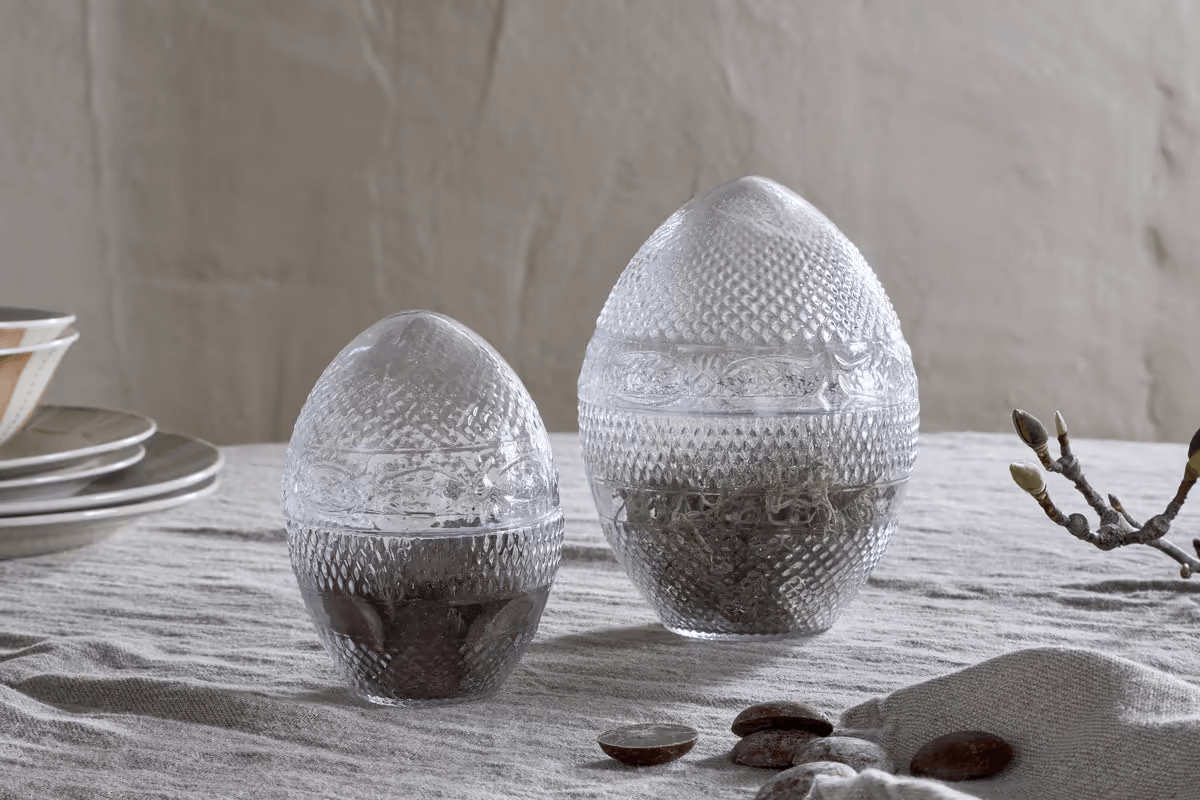 Nkuku - Essan Recycled Glass Opening Egg - Clear - Large
