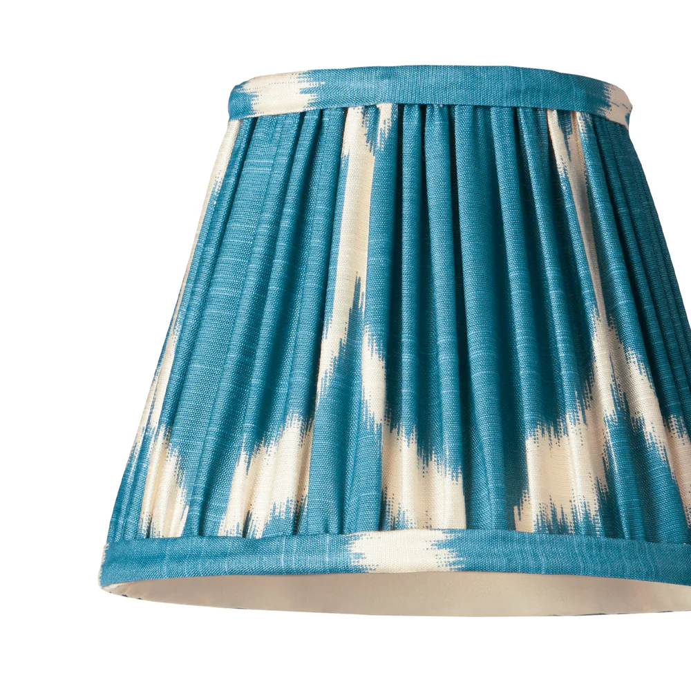 Pooky - Pendant Light Printed Silk Ikat Shade - 18cm - Turkish Blue Yoda