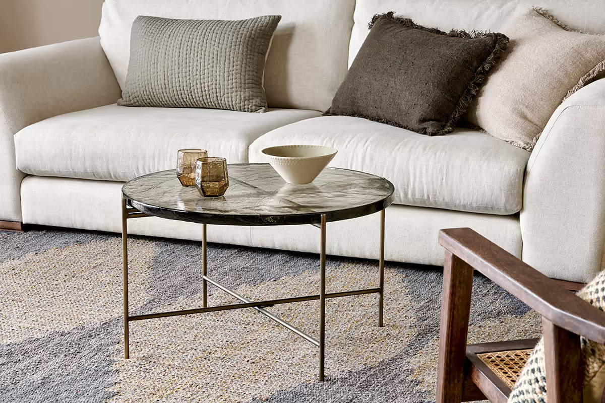 Nkuku - Aluva Glass Coffee Table - Clear & Antique Brass
