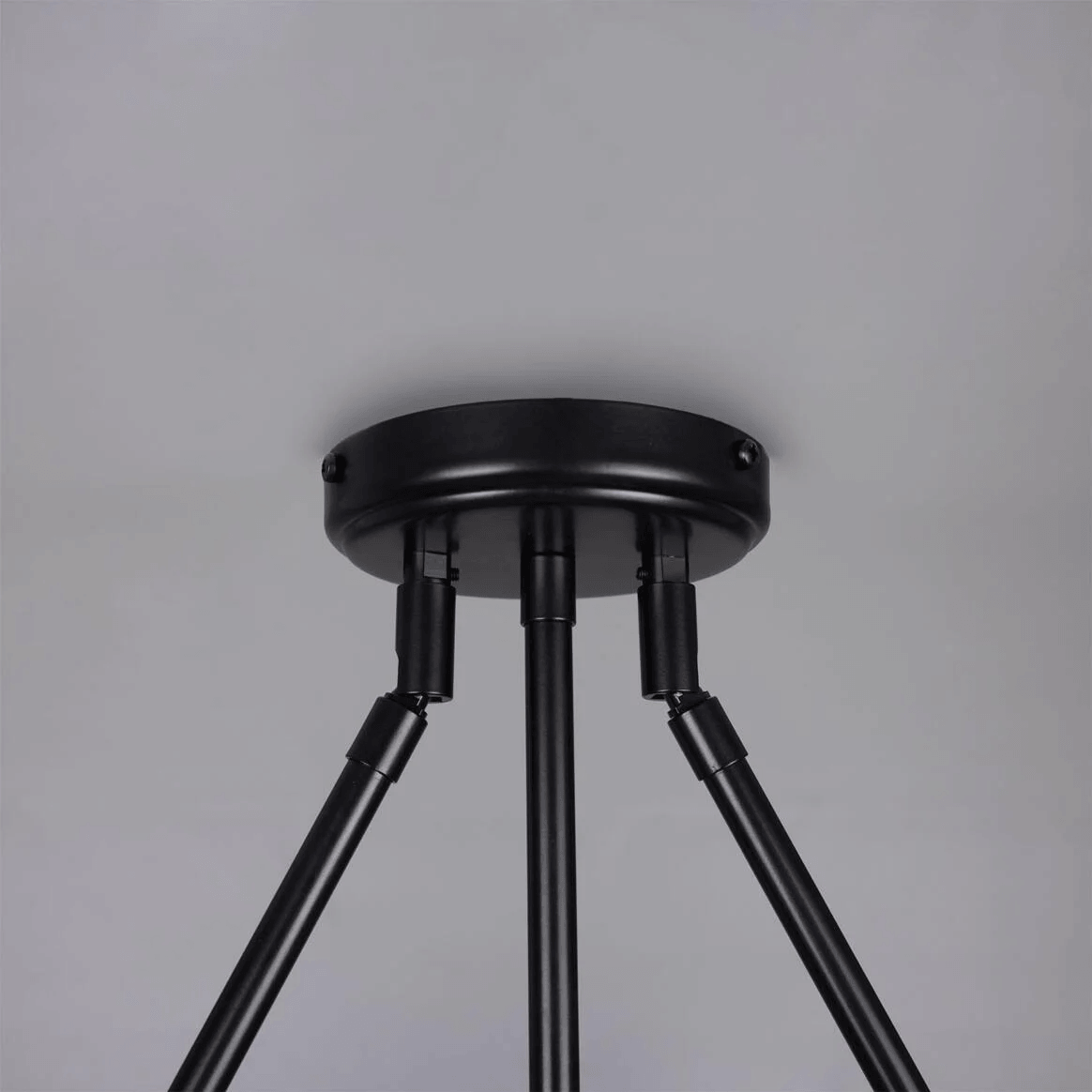 Mullan Eclipse Brass and Prismatic Glass Dish Chandelier - Powder-Coated Matte Black Finish